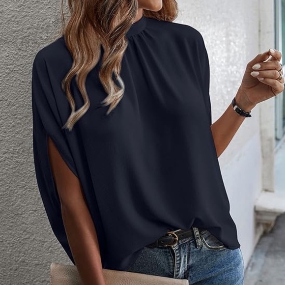 Bundle of 2 Angashion Womens Tops, Short Sleeve Casual Summer Tie Back - Picture 6 of 9